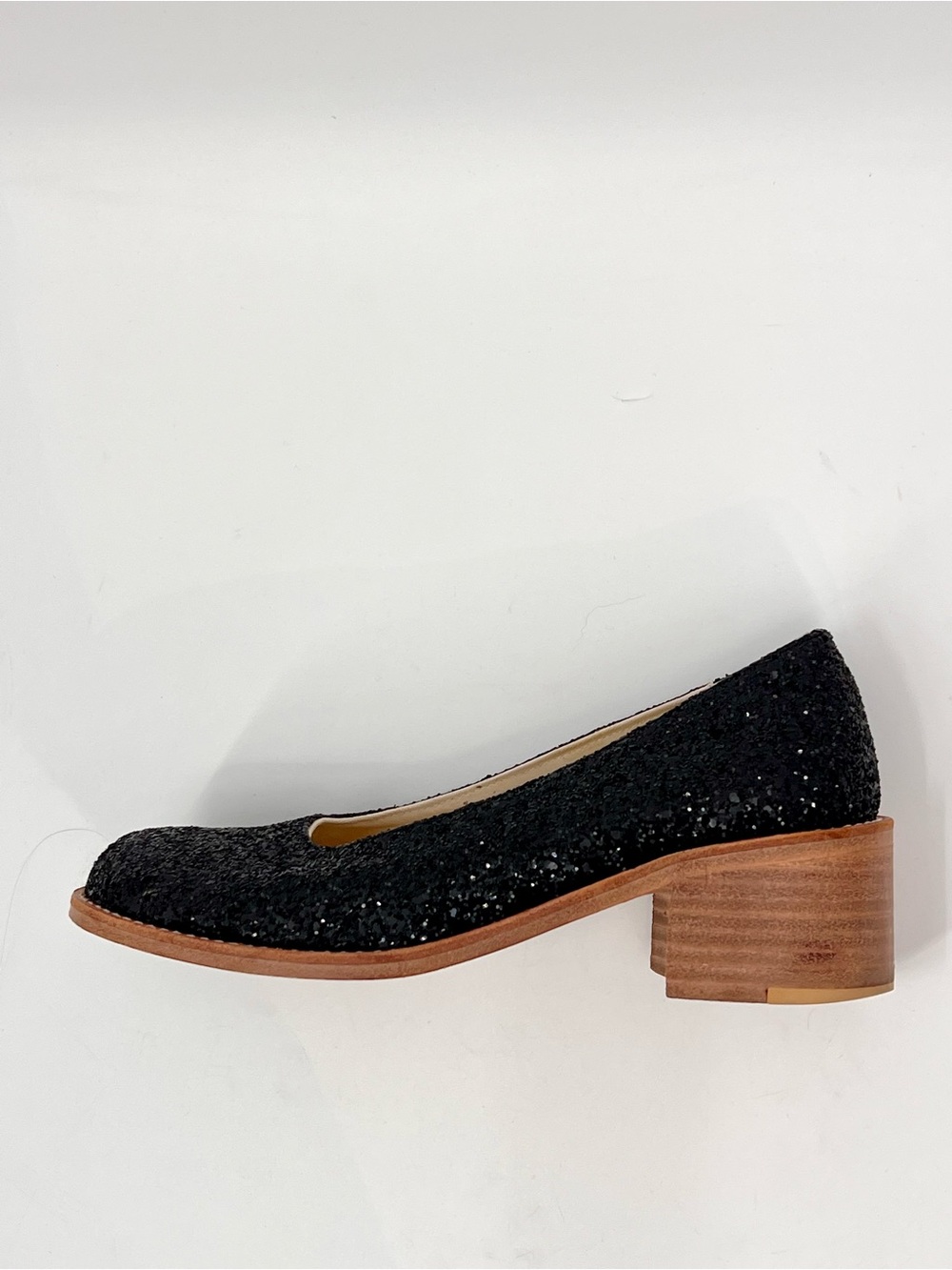 Junya Watanabe black glitter block heels S